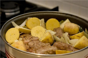 lamb neck stew before slow cooking