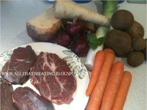 ingredients for beef and red wine stew