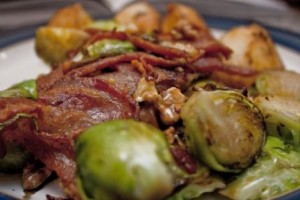 brussels sprouts with bacon and walnuts