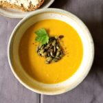 Curried Squash Soup with Toasted Spiced Pumpkin Seeds