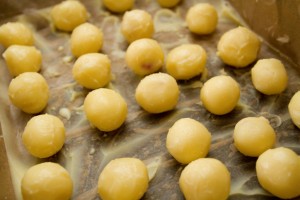 White Chocolate and Rose Truffles rolling