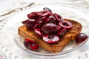 Lime macerated cherries on toasted brioche