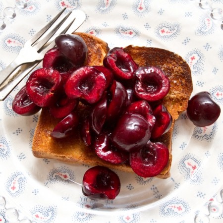 lime macerated cherries on toasted brioche