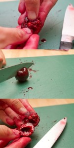 preparing the cherries