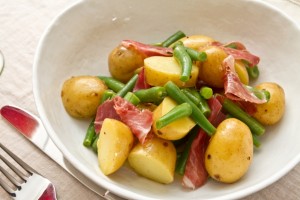 new potato green bean and iberico ham salad