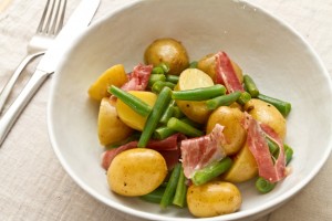 new potato green bean and iberico ham salad