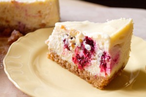 slice of baked blackberry cheesecake