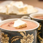 boozy hot chocolate topped with homemade nutmeg marshmallow