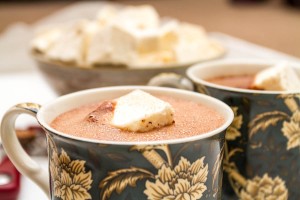 boozy hot chocolate topped with homemade nutmeg marshmallow