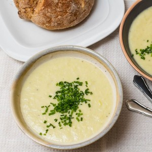 luxury leek and potato soup and homemade soda bread