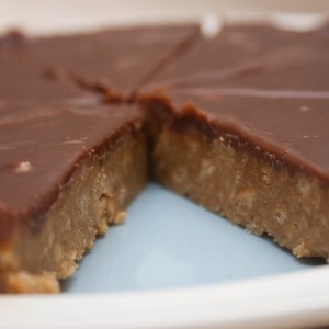 slice through chocolate malted biscuits