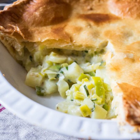 inside leek, cheese and potato pie