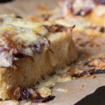 Cheese on toast with caramelised onions