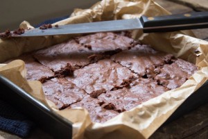 Gooey orange and hazelnut dark chocolate brownies