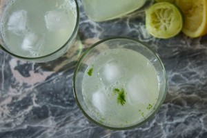 basil lime and lemonade in glasses