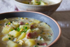 Sweetcorn chowder - close up