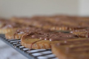 chocolate covered poppy seed and orange biscuis