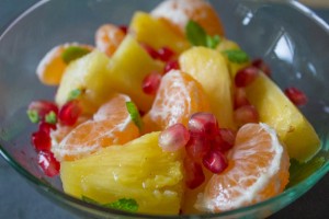 Green clementines with vanilla syrup