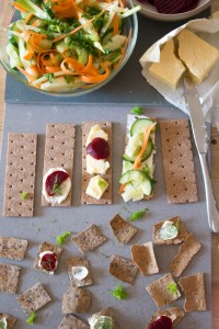 Smörgåsbord with salad, beetroot and Swedish style salad