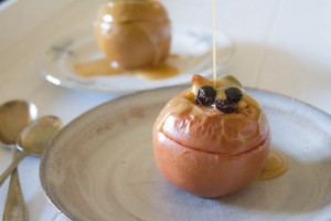 baked apples with salted toffee sauce