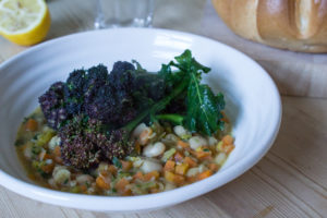 Easy White Bean Stew and Purple Sprouting Broccoli - All That I'm Eating