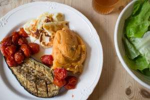 Baked Aubergine, Halloumi and Tomato Mashed Potato - All That I'm Eating