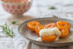 Honeyed Apricots with Rosemary Creme Fraiche