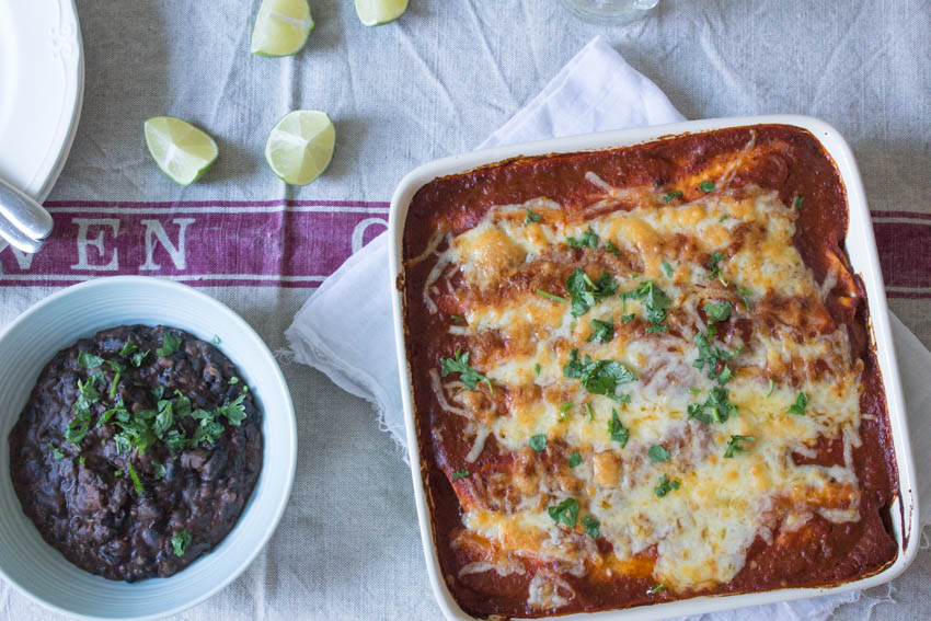 Chipotle Chicken Enchiladas with black beans