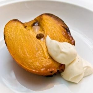 Honey Roasted Persimmon with creme fraiche