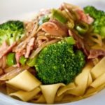 Wet Garlic and Bacon Pasta with Broccoli