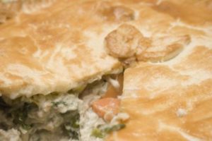 Chicken and Vegetable Pie cut into