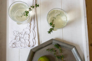 Quince Gin and Tonic with Lime and Thyme