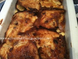 panettone and marmalade bread and butter pudding cooked