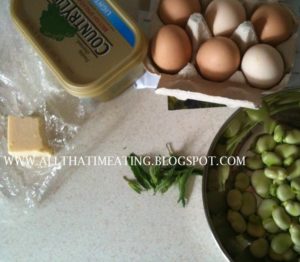 ingredients for broad bean omelette