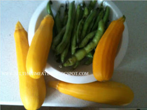 homegrown courgettes and beans