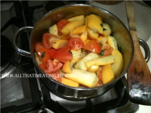 courgettes and tomatoes cooking