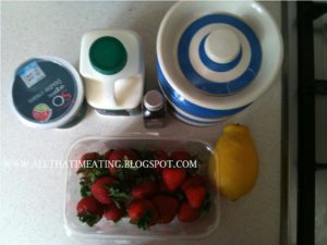 ingredients for homemade strawberry ice cream