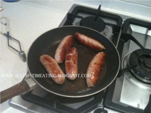 frying sausages