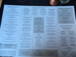 Browns Windsor menu