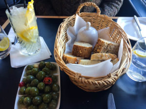 bread and olives at Browns