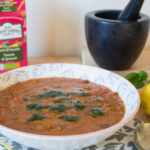 Tomato and Spinach Soup with Basil Oil Topping