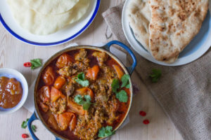 Slow Cooked Lamb Curry with naan bread