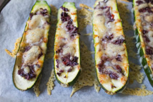 Olive and Fontina Baked Courgettes close up