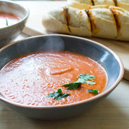 Smoky Chipotle Tomato Soup - with tomato bread