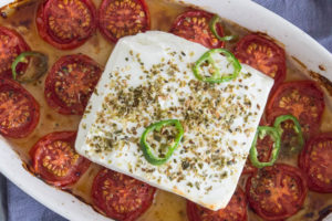 chilli and tomato baked feta