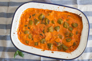 Tomato and Mascarpone Gnocchi Bake in baking dish