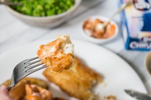Moroccan Style Fish and Chips - cod covered with harissa mayonnaise