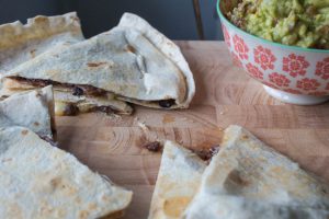 black bean quesadillas with guacamole