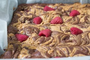 peanut butter brownies out of the oven