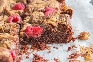 inside gooey peanut butter brownies